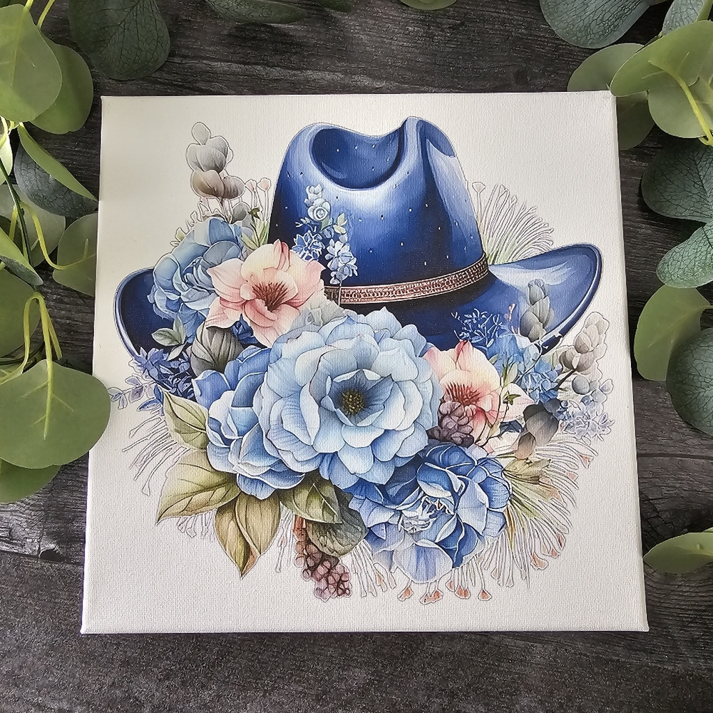Floral Cowboy Hat Canvas Art